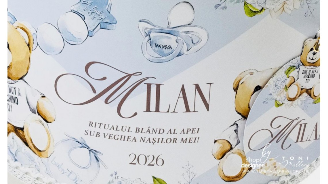 Set prima băiță după botez băiat cu ursuleți Moschino Toy Ritualul blând al apei 14